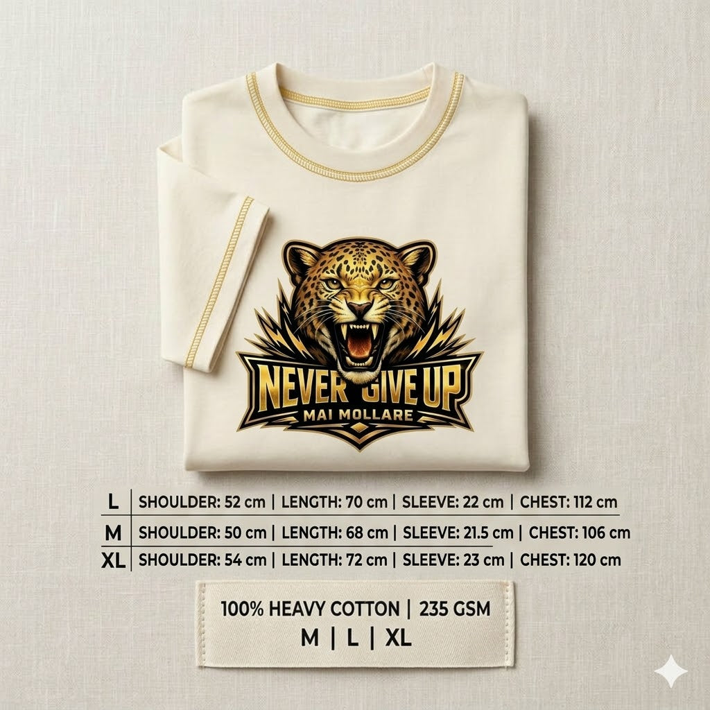 MAI MOLLARE: Edizione Limitata NEVER GIVE UP - T-shirt Heavyweight 235 GSM (Soli 500 Pz.)
