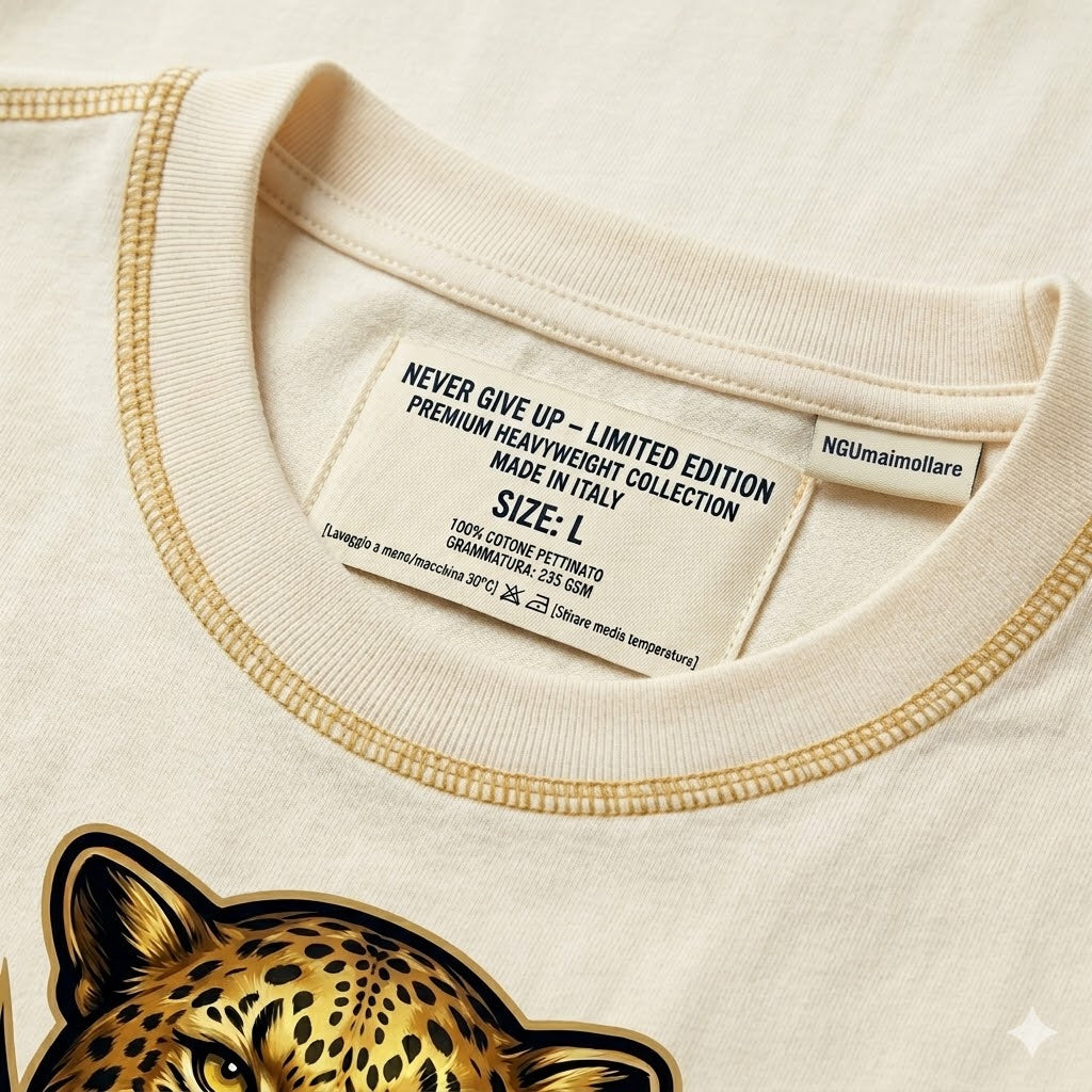 MAI MOLLARE: Edizione Limitata NEVER GIVE UP - T-shirt Heavyweight 235 GSM (Soli 500 Pz.)