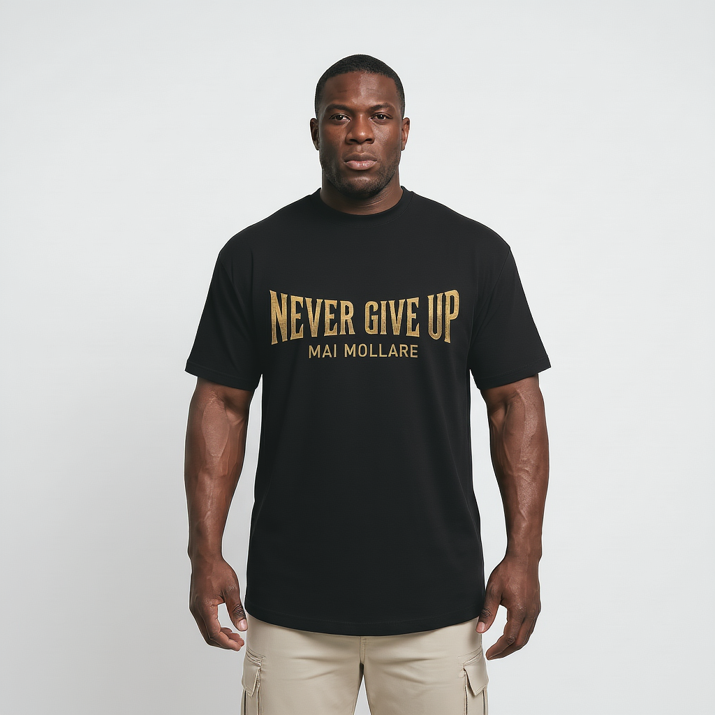 T-shirt "Never Give Up" – Edizione Oro