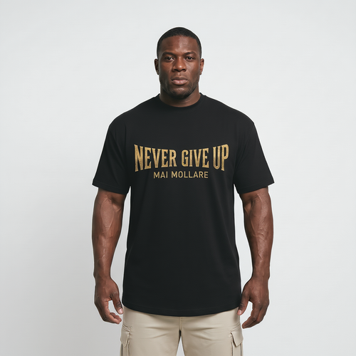 T-shirt "Never Give Up" – Edizione Oro